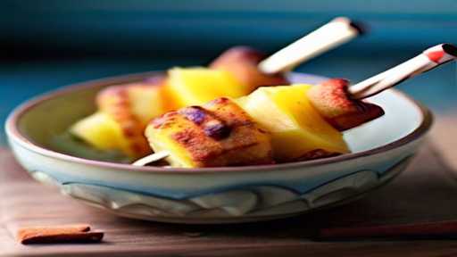 Easy Healthy Delicious grilled cinnamon sugar pineapple skewers recipe