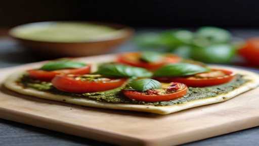 vegan pesto and tomato flatbread 