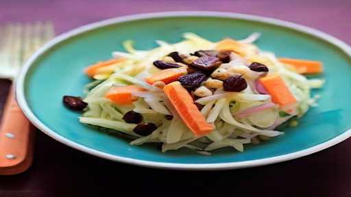 Cabbage salad with carrots and raisins