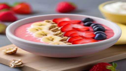 Easy homemade Healthy strawberry banana smoothie bowl recipe with yogurt